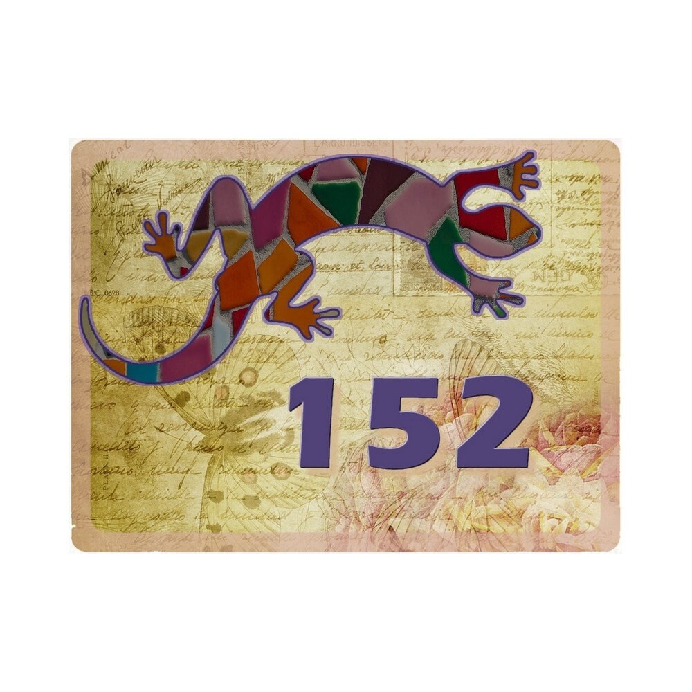 Plaque Maison Numero à Personnaliser Aluminium Porte Gecko Lezard Provence Vintage