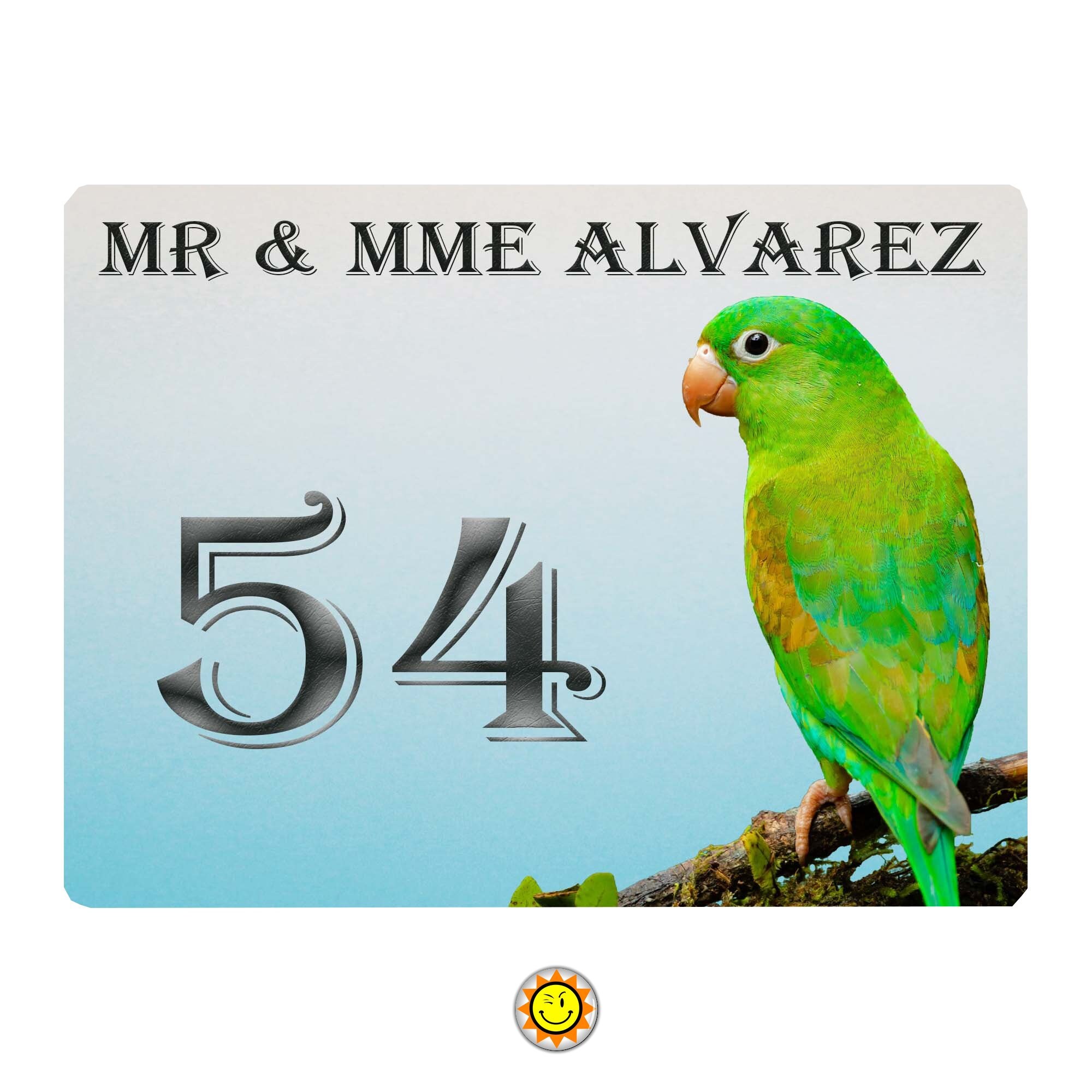 Plaque Maison Numero à Personnaliser Aluminium Oiseau Coloré Vintage