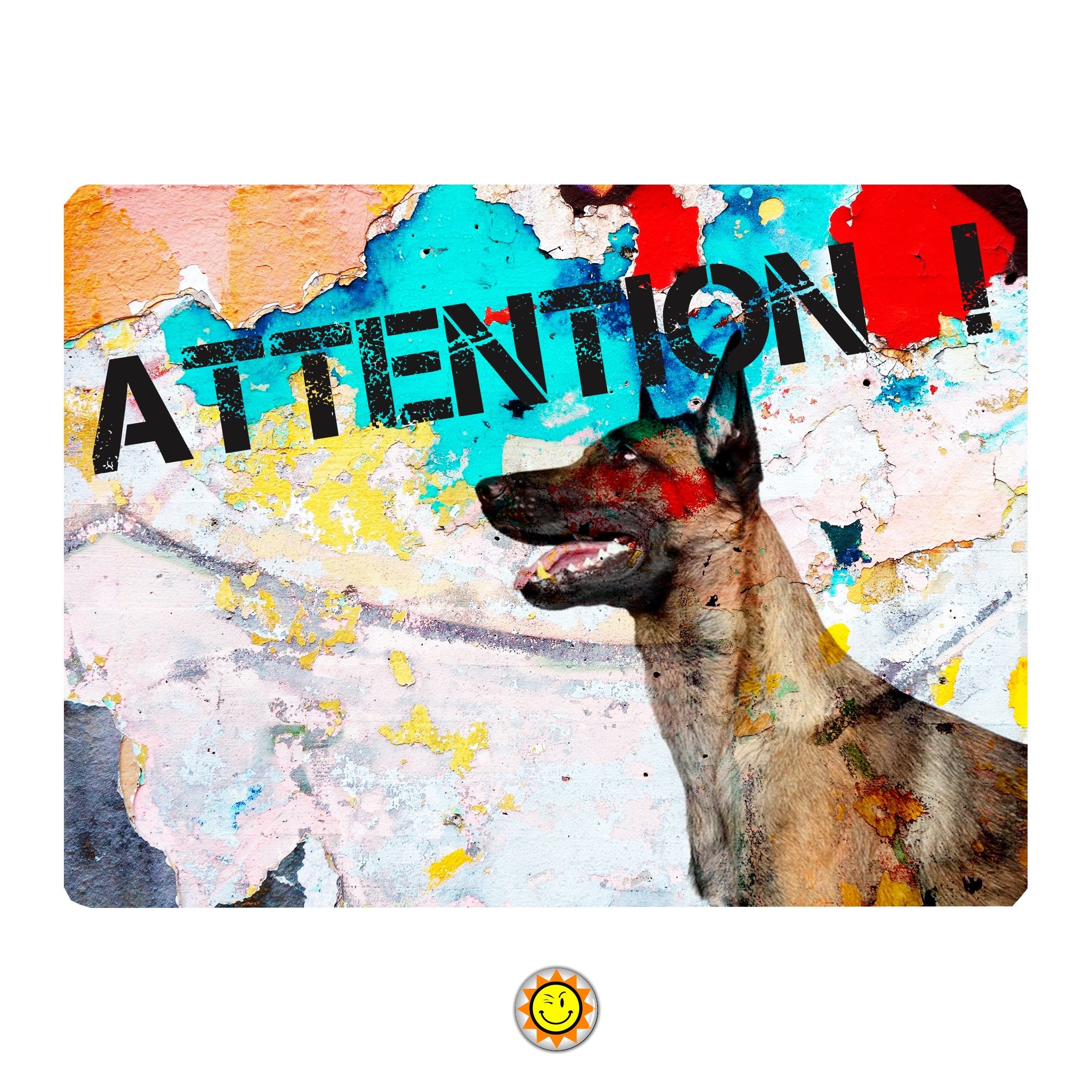 Plaque Aluminium Attention Chien Berger Belge Malinois Originale Graf