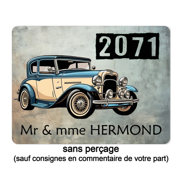 Plaque maison numero à personnaliser aluminium porte voiture ancienne collection vintage R457