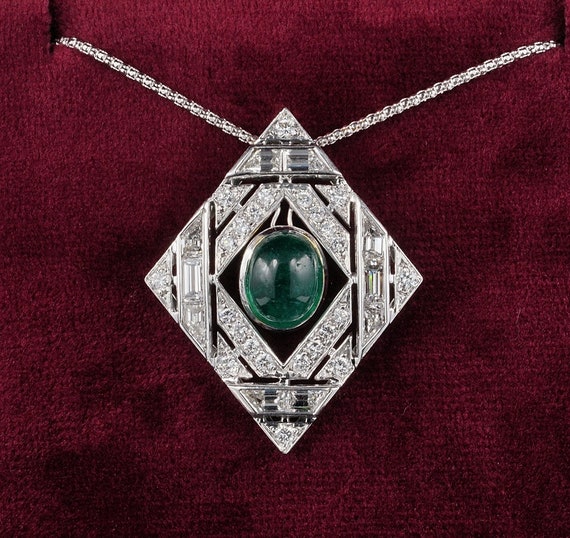 Art Deco 3.80 Colombian Emerald 2.0 Carat G VVS Diamond | Etsy