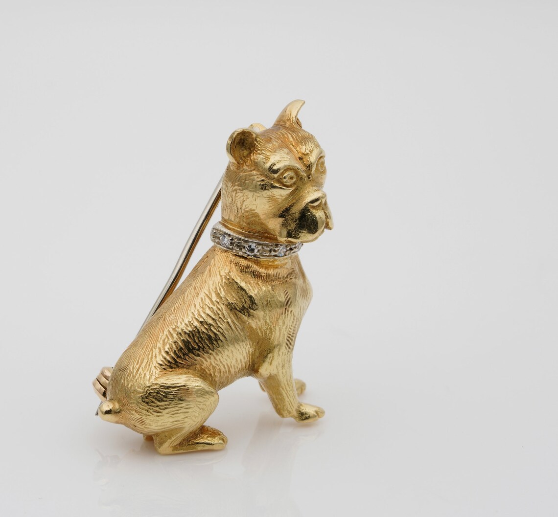 Art Deco Diamond Sitting Boxer Dog 18 KT Gold Etsy UK
