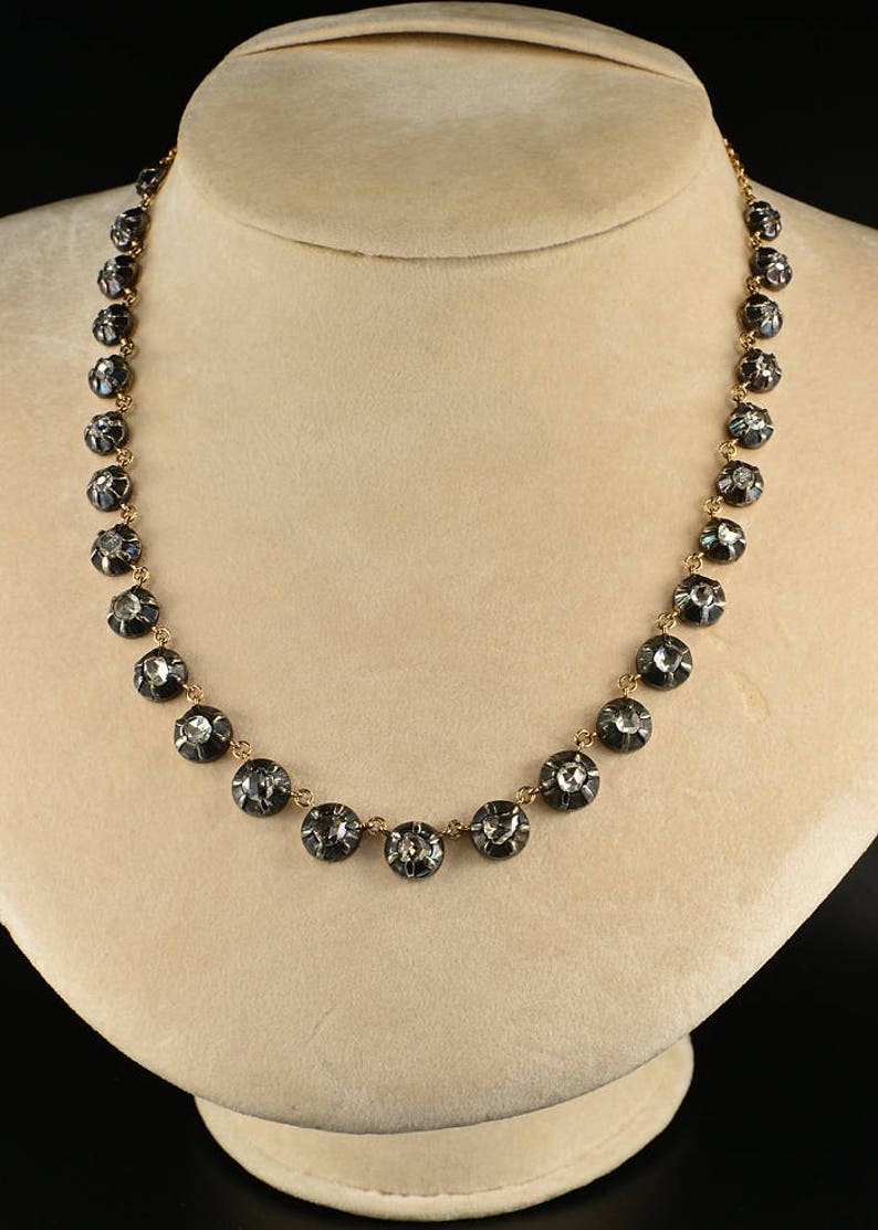 Spectacular Style Rose Cut Diamond Riviere Necklace Etsy