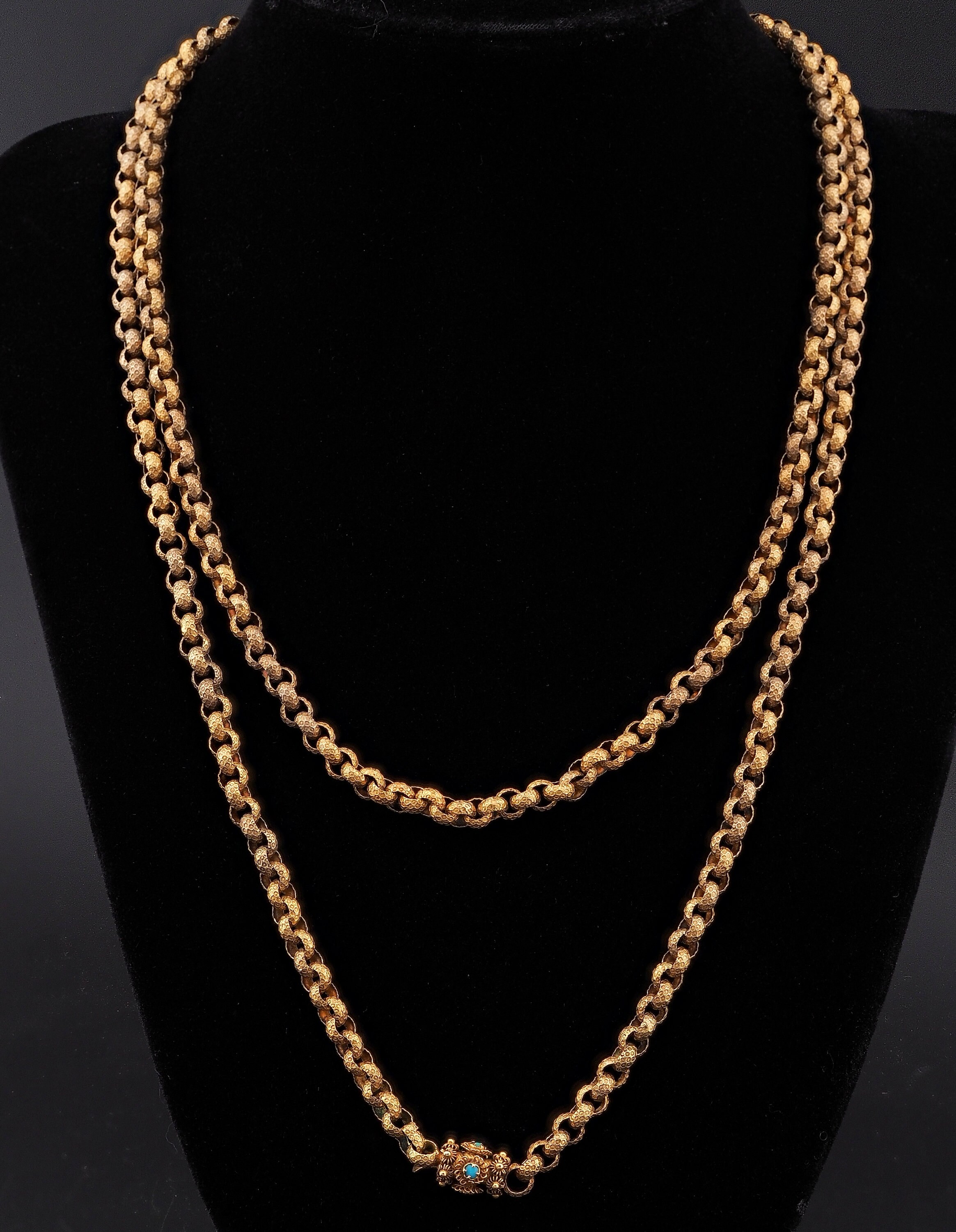 KT Gold Muff Chain Turquoise - Etsy