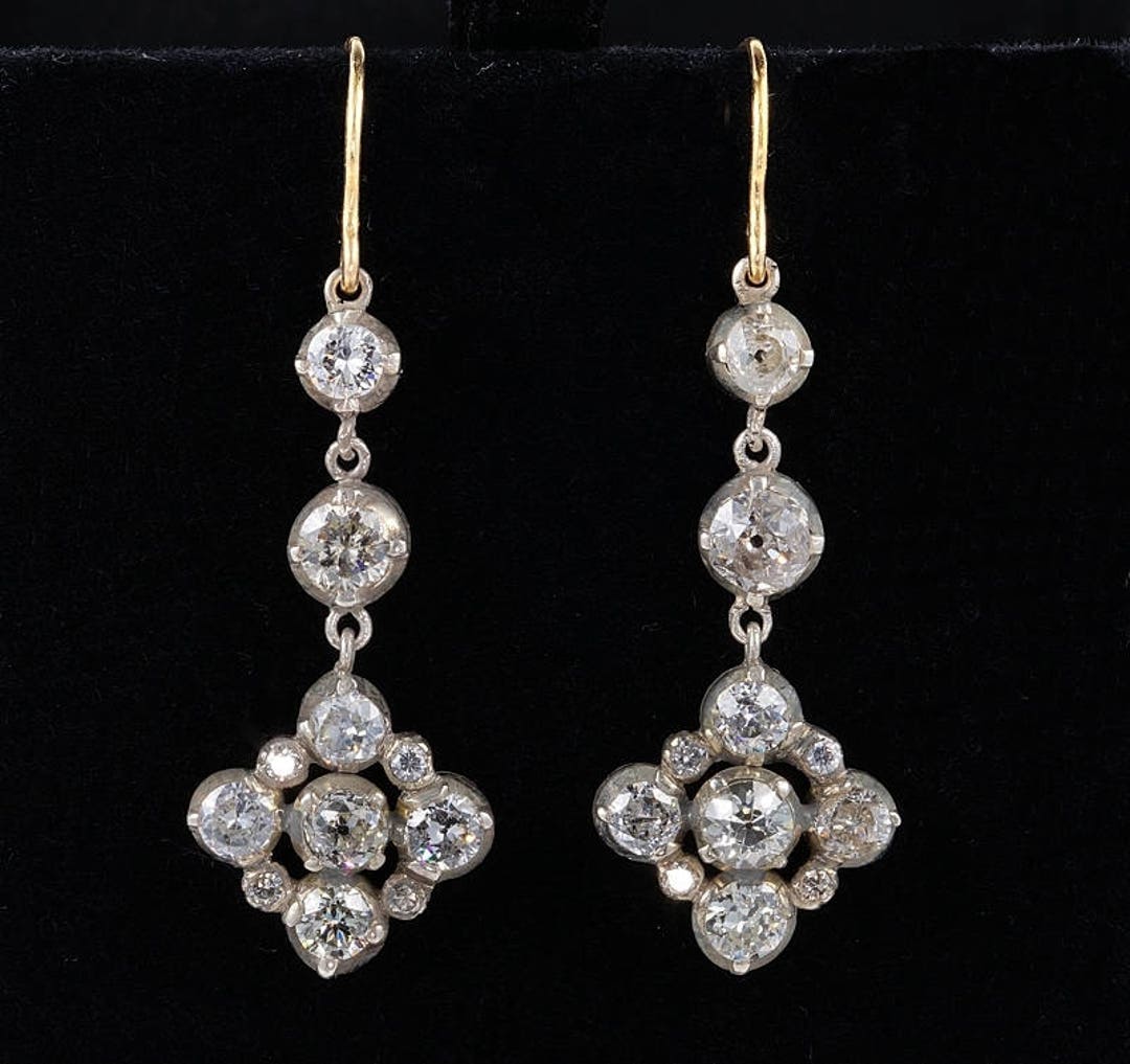 Victorian 4.60 Ct Diamond Drop Earrings - Etsy