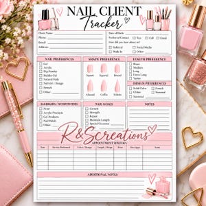 Nail Client Tracker Printable | Manicure Appointment Log (Digital Download)