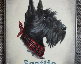 Scottish Terrier Scottie Dog Shabby Chic Wooden Sign Plaque Art Print Picture