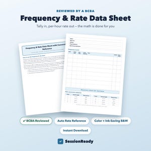 Frequency Data Sheet with Rate Conversion, Printable ABA Behavior Tracking, RBT BCBA Tally Count Per Hour Form, Special Education