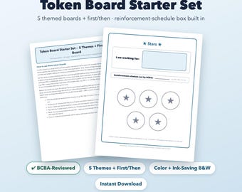 Token-Board-Set, druckbare visuelle ABA-Verstärkung, „Erst-Dann“-Board, RBT/BCBA-Belohnungstabelle für autistisches Verhalten, 5 Themen