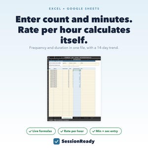 Frequency and Duration Data Tracker, ABA Multi Behavior Rate Log, Auto Graphing Spreadsheet, RBT BCBA Excel Google Sheets