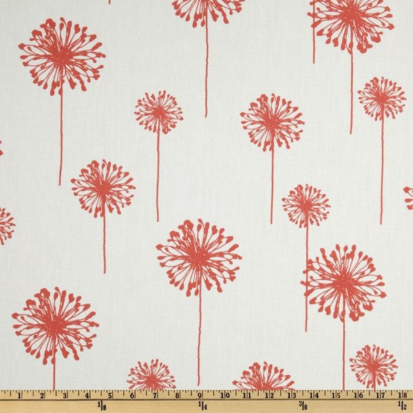 Coral Pillow Cover Coral & White Dandelion.Dandelion  Accent Pillow Covers .16",17",18",20" 24" 26", Lumbar Pillow or Euro Sham