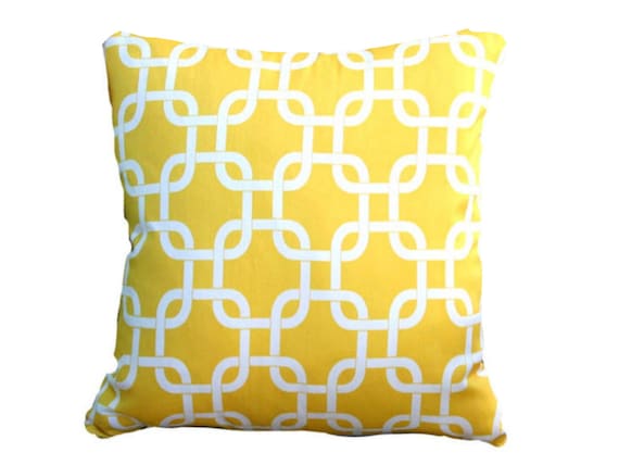 Yellow And White Geometric Squares Decorative Throw Pillow Cover Yellow And White Geometric Squares Decorative Throw Pillow Cover