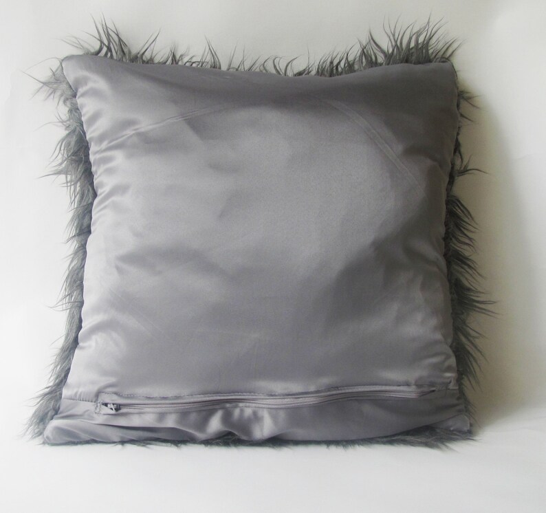 Grey Fur Pillow Cover. Mongolian Faux Grey Fur Decorative Etsy