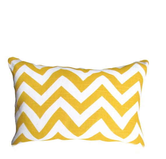 yellow chevron pillow