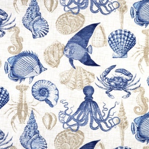 Blue Sea-life Outdoor Pillow -Summer Nautical  Pillow- Outdoor Pillow Cover-Patio Pillow16&quot;,17&quot;,18&quot;,20&quot; 24&quot; 26&quot; Lumbar Pillow orEuro Sham