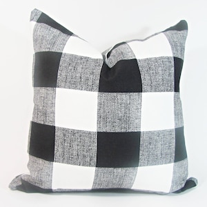 Black Pillow - Black Checker Pillow .Black and White Pillow. Euro Sham-26&quot; x 26&quot;