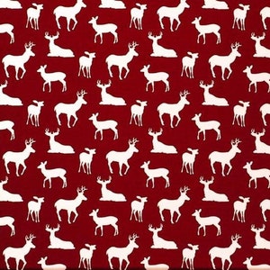 Deer Silhouette Pillow Cover. Colors:Red & White .Choose Your Size.16",17",18",20" 24" 26", Lumbar Pillow or Euro Sham