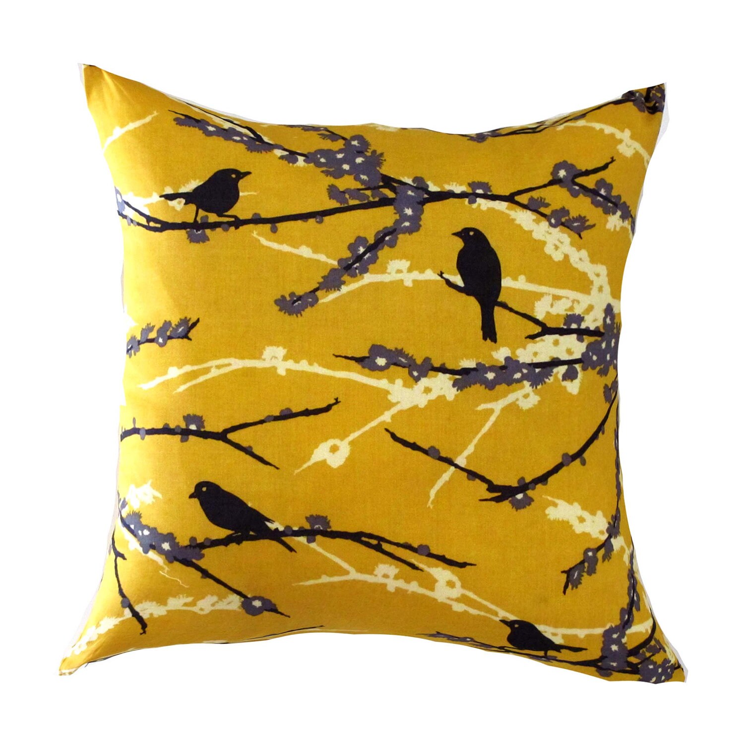 MUSTARD PILLOW COVERMustard Bird Pillow.Blue Green Floral Etsy