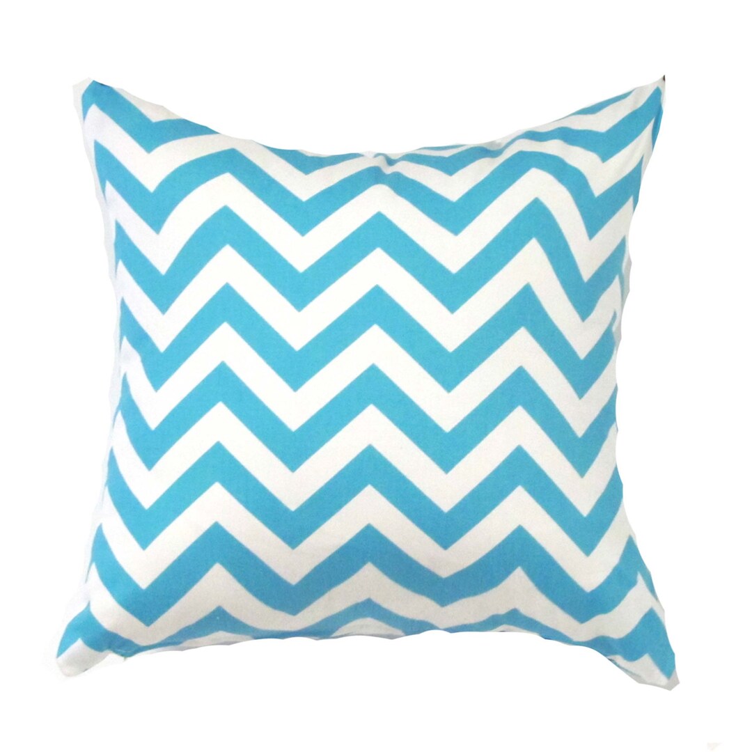 Blue Pillow Cover Blue Zigzag Pillow Blue Chevron Pillowlight Blue and