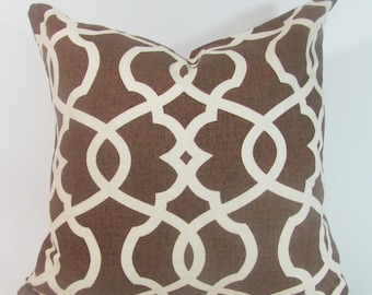 Oversized .Brown Trellis Pillow Cover. 26" x 26"