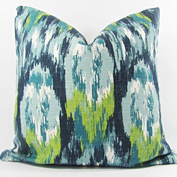 Green Ikat Pillow Etsy