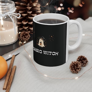 Basic Witch Ghost Coffee Mug, Spooky Halloween Drinkware (11oz, 15oz)