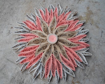 Coral Flower Wall Art: Handmade Quilled Paper Filigree