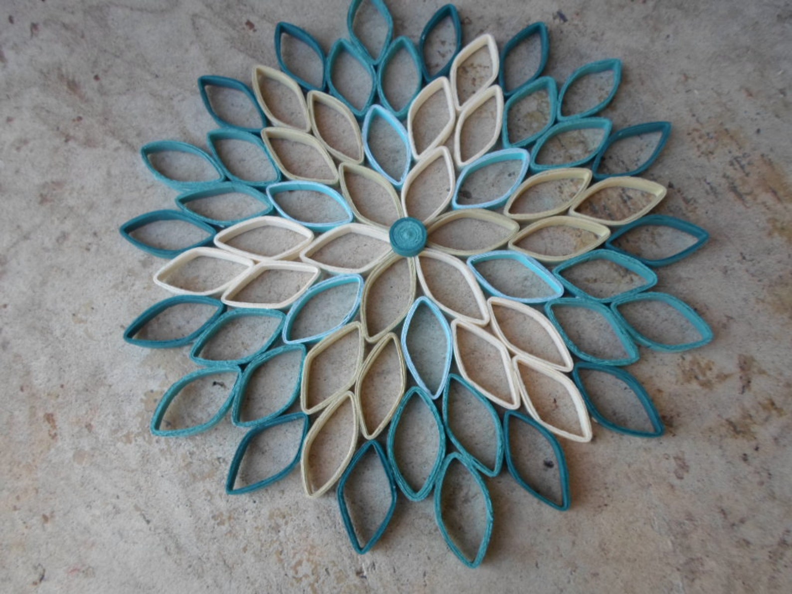 Dahlia wall hanging Teal home decor Paper wall art Original Etsy