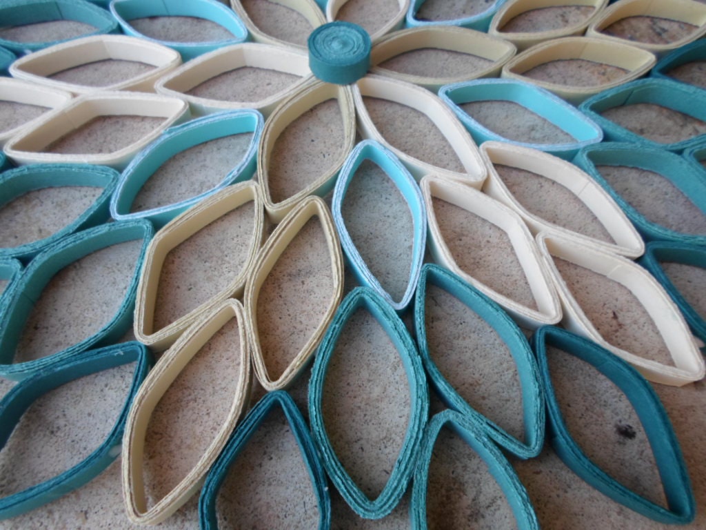Wall Art Dahlia Wall Hanging Teal Home Decor Paper Wall Art Etsy