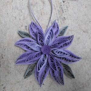 Purple Christmas tree ornament Gray Paper decoration Flower ornament Snowflake Modern Trendy Holidays decor image 2