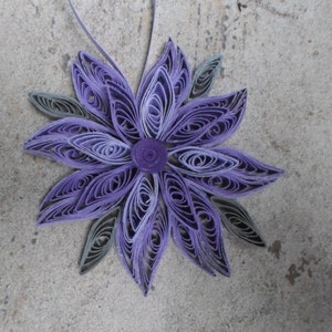 Purple Christmas tree ornament Gray Paper decoration Flower ornament Snowflake Modern Trendy Holidays decor image 3