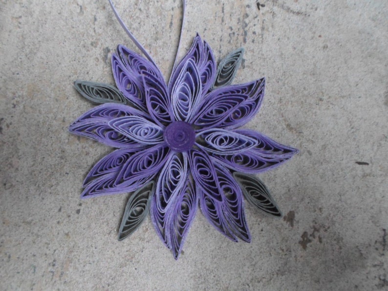 Purple Christmas tree ornament Gray Paper decoration Flower ornament Snowflake Modern Trendy Holidays decor image 3