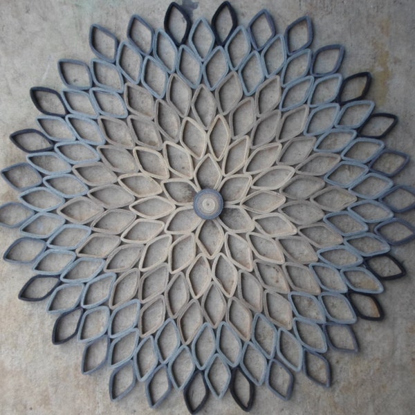 Gray Paper Dahlia Wall Art: Large Round Contemporary Decor