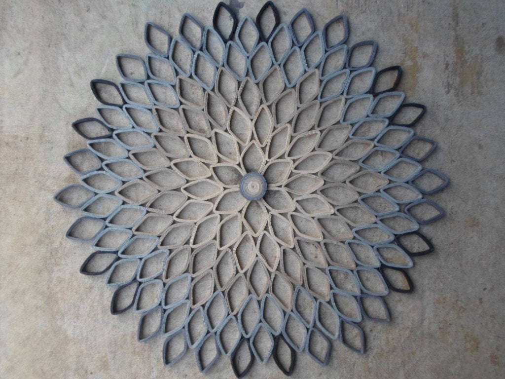 Gray Paper Dahlia Wall Art: Large Round Contemporary Decor
