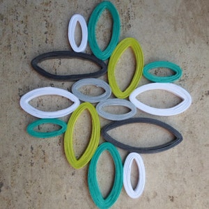 Geometric Paper Wall Art: Green, Teal, Gray Quilled Wall Hanging