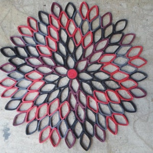 Red and Black Dahlia Wall Art: Large 3D Geometric Paper Flower
