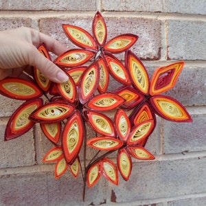 Fall Leaves Paper Quilling Wall Art: Orange Yellow Autumn Decor image 2