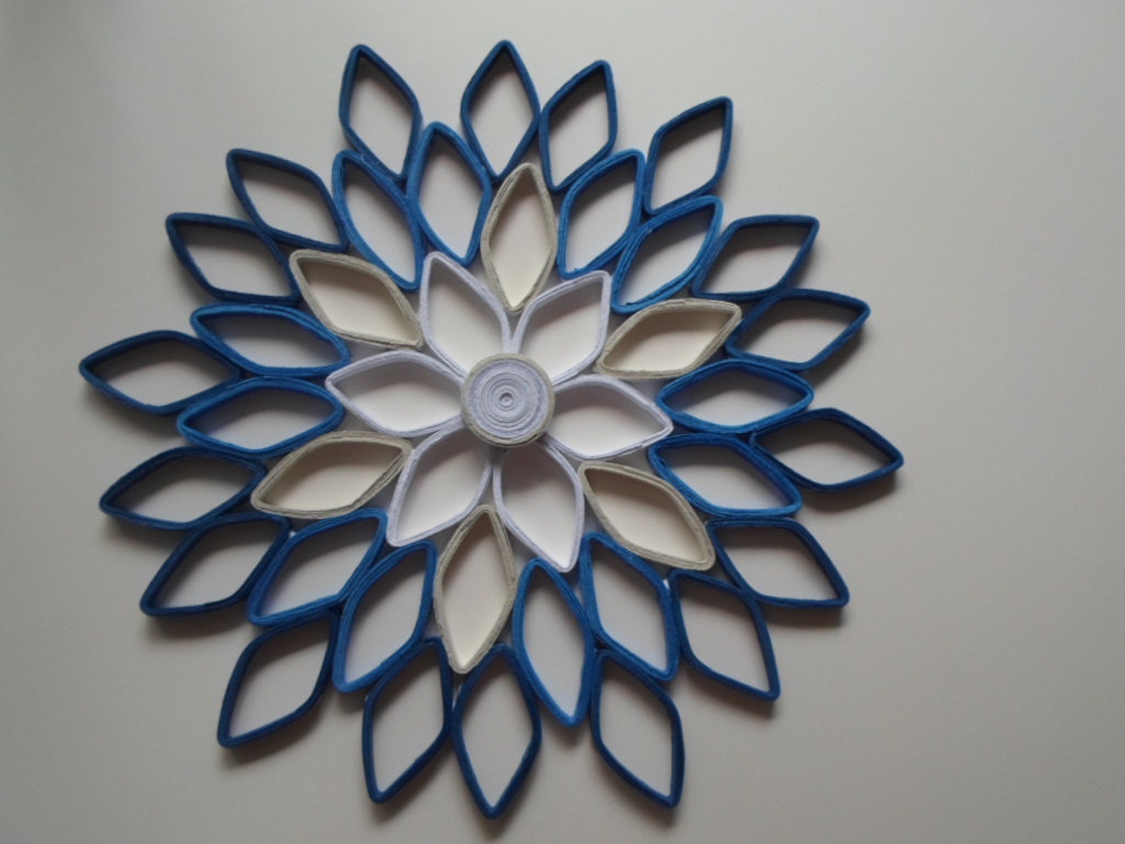 Navy Home Decor Paper Dahlia Wall Hanging White Navy Blue Etsy UK