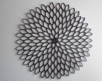 Black Dahlia Paper Art: Large Round Contemporary Wall Hanging
