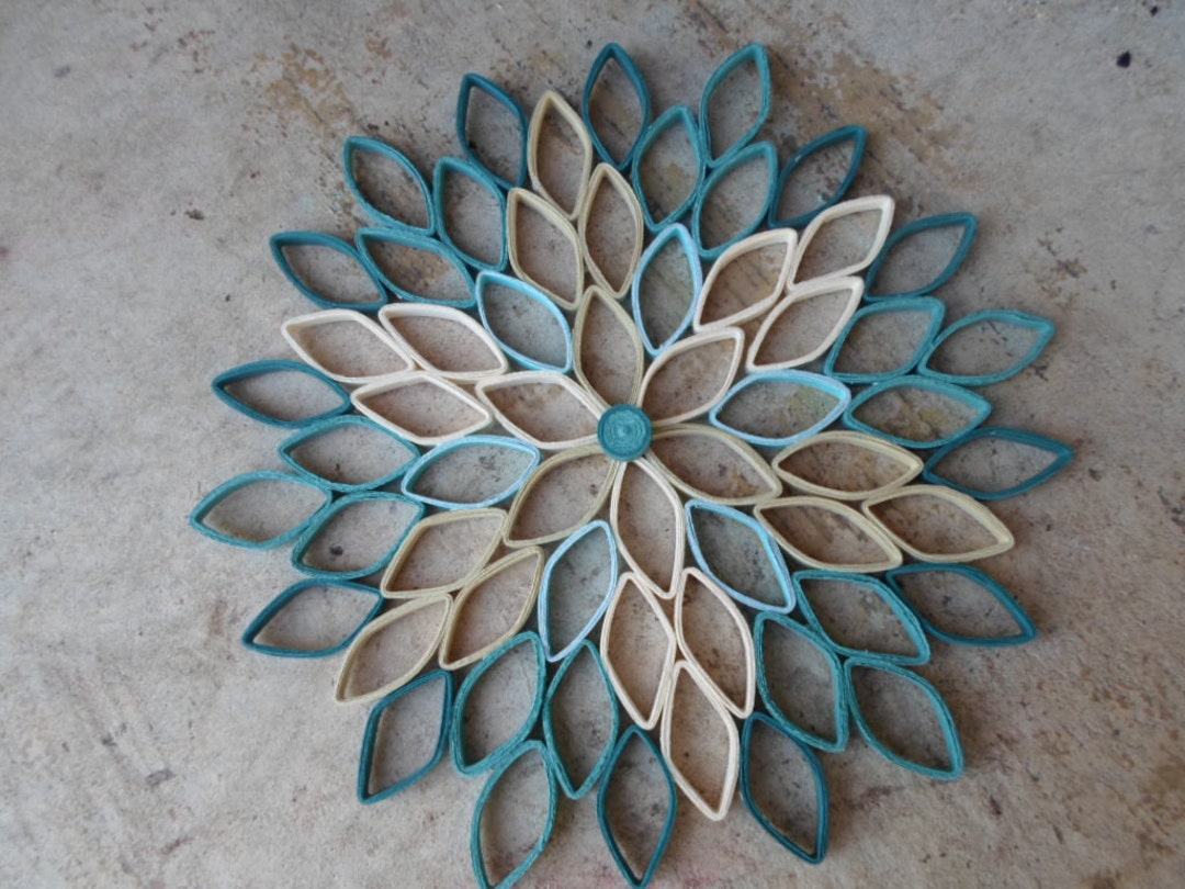 Wall Art Dahlia Wall Hanging Teal Home Decor Paper Wall Art Original