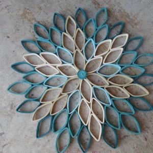 Wall art Dahlia wall hanging Teal home decor Paper wall art Original wall decoration