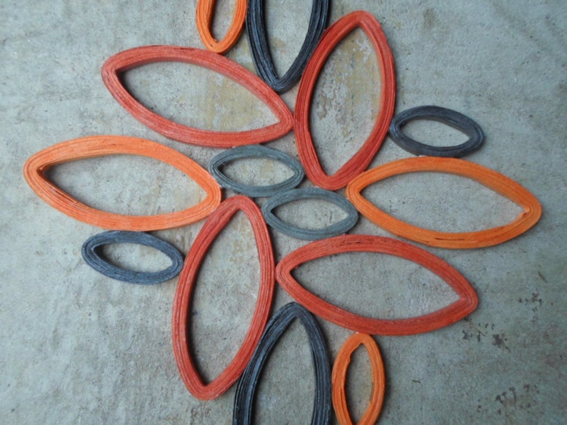 Geometrical Wall Art Orange Gray Home Decor Contemporary Wall Etsy