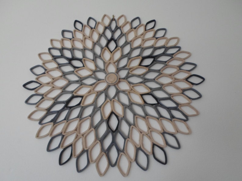 Round Large Wall Art Gray Tan Dahlia Wall Art Earthy Tones Etsy