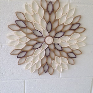 Large Dahlia Wall Art: Beige Brown Geometric Paper Flower