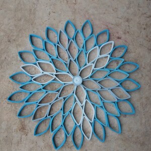Large Paper Dahlia Wall Art: Blue Ombré Geometric Flower