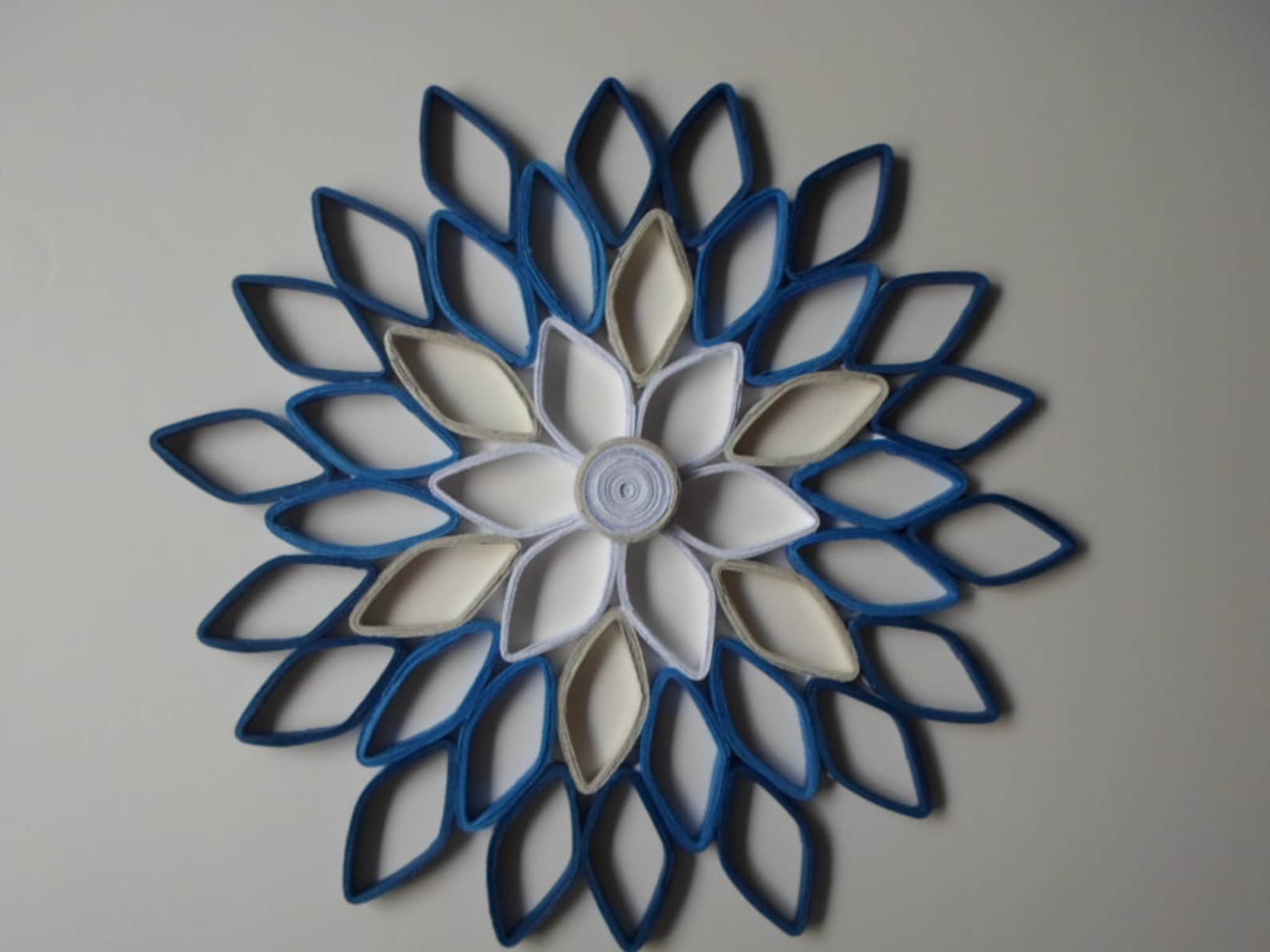 Navy Home Decor Paper Dahlia Wall Hanging White Navy Blue Etsy UK