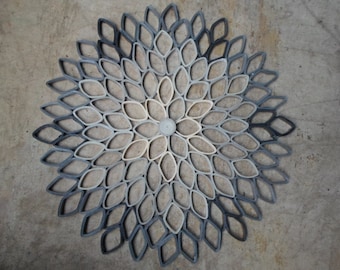 Handmade Gray Dahlia Wall Art: Large Round Paper Flower Decor