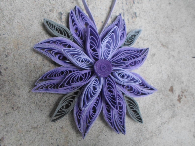 Purple Christmas tree ornament Gray Paper decoration Flower ornament Snowflake Modern Trendy Holidays decor image 1