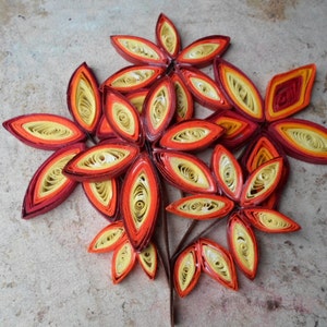 Fall Leaves Paper Quilling Wall Art: Orange Yellow Autumn Decor image 1