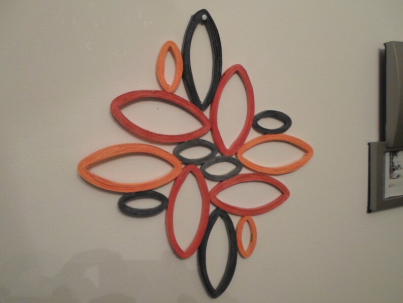 Geometrical Wall Art Orange Gray Home Decor Contemporary Wall Etsy